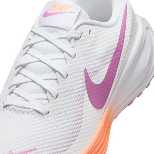 Nike Nike Women's Revolution 8 Road Running Shoes, White/Light Magenta-Orange Pulse, 8.5