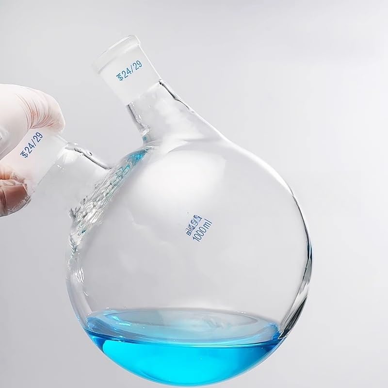 Matraz de vidrio de alto contenido en borosilicato Matraz de destilación de doble cuello y fondo redondo de vidrio de borosilicato #24 de 100 ml - 1000 ml(1000ml Type-1)
