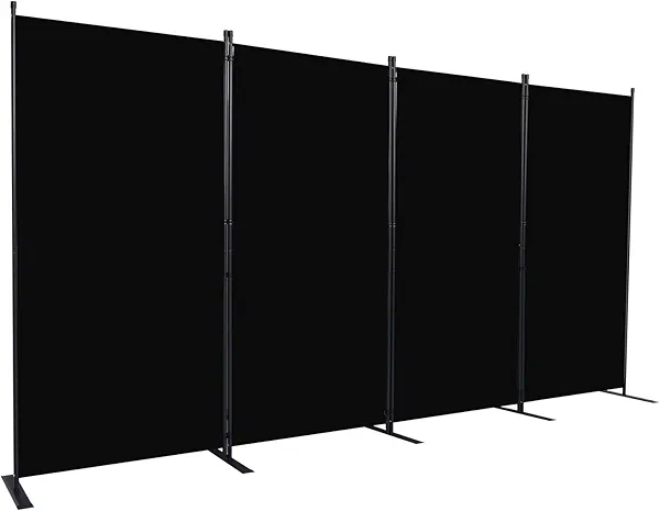 CHOSENM Room Divider, 4 Panel Folding Privacy Screens with Wider Support Feet, 6 Ft Portable Room Partition for Room Separator, 136" W X 71" H, Black