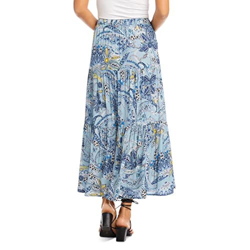 Karen Kane Women's Tiered Midi Skirt, Paisley, Large #TOP1