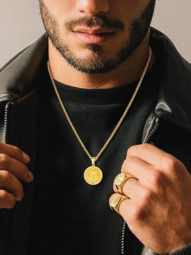 Image of U7 Saint Michael Necklace for Men,Stainless Steel /18K Gold Plated St Michael Archangel /Saint Benedict /Saint Christopher Pendant Amulet Necklace for Men Women