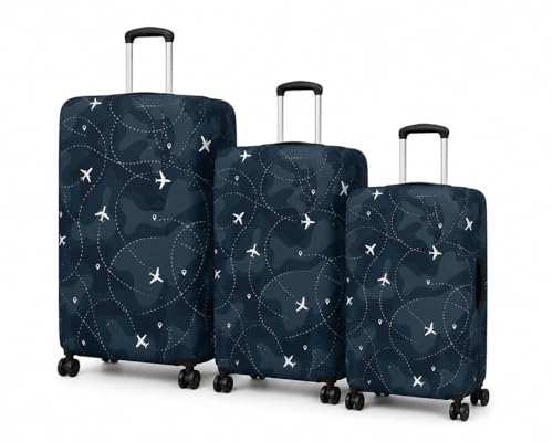 Image of Printed Luggage Cover for Traveling Bag & Suitcase - Stretchable & Scratchproof Trolley Protector with Velcro Lock & Lightweight Washable Material(Suitcase Not Included, Only Cover in Product)