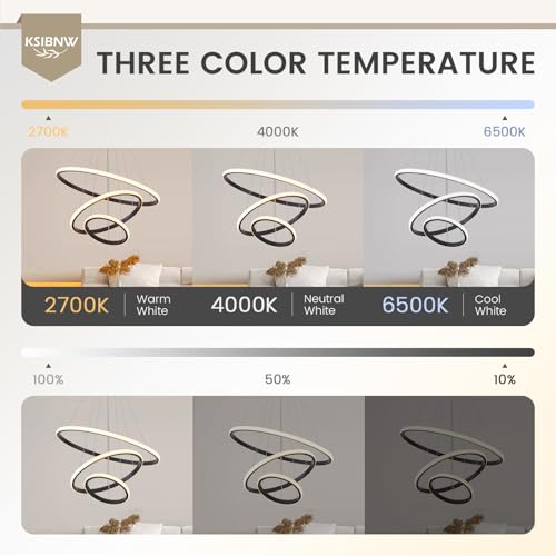 Suspension LED dimmable à 3 anneaux avec télécommande noire KSIBNW - 6