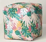 OpalHouse 18” Floral Outdoor Pouf Patio Furniture Foot Rest Stool Ottoman Multicolor Flowers
