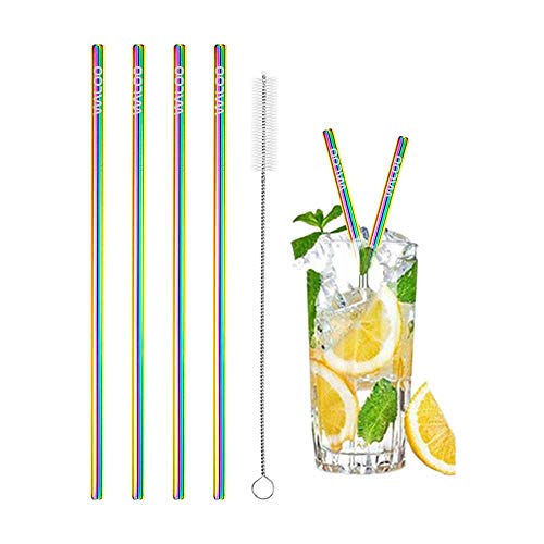 Set de 4 pitillos reutilizables de acero inoxidable 10.5" miniatura 1