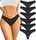 Acvvtis Seamless Thongs - No Show Underwear, Breathable Panties for Women - Colorful 6-Pack M Black