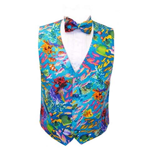 Tropical Coral Reef Tuxedo Vest and Bow Tie