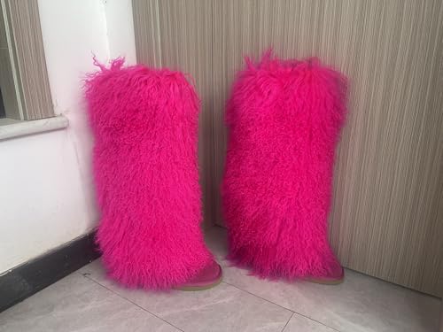 Over Knee High Mongolian Fur Boot With True Tibetan Big Long Curly Hair For Women Winter Snow Warm Boots3