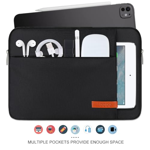 Image of Lacdo Tablet Sleeve Case for 13 inch New iPad Air M3 M2 2025-2024, 13 inch New iPad Pro M4 2024, 12.9 inch iPad Pro 6 5 4 3 with Magic Keyboard and Smart Keyboard Folio, Water-Resistant Tablet Bag, Black