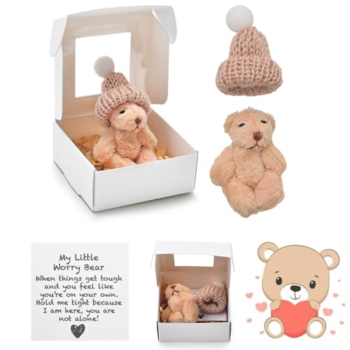 Yizemay ATeddyBear Hug in a Box para mujer, muñeco de oso de peluche, oso de bolsillo, juguetes de peluche pensando en que te recuperas pronto, regalo positivo para niños (A)