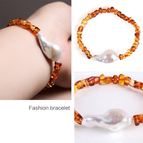 Natural baltic amber bracelet for women Freshwater cultured baroque pearls Certified amber jewelry4