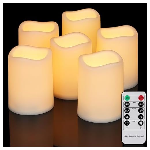 FREEPOWER 6er Wasserdicht LED Kerzen Outdoor mit Timer Fernbedienung Flackern Flammenlose Stumpenkerzen Batteriebetrieben Warmweiß, Elektrische Kunststoff Kerze, Ø7,5 x 10cm