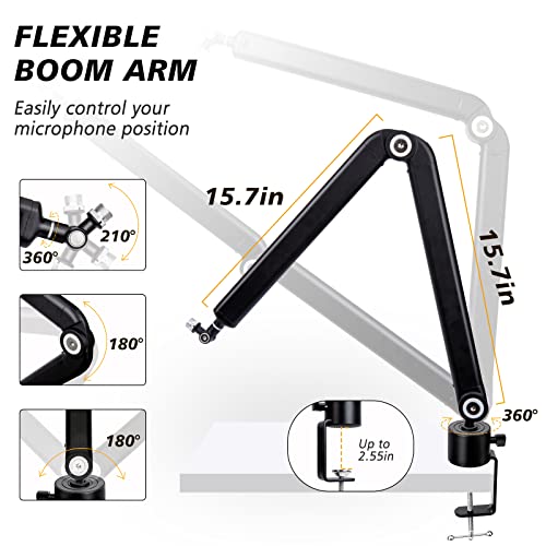 Sunmon Mic Stand Boom Arm - Microphone Arm Compatible With Hyperx Quadcast, 360° Rotation Microphone Stand, Weighted Metal Mic Boom Arm For Hyperx Quadcast,Blue Yeti,Shure Mv7,Rode And Most Gaming #TOP1