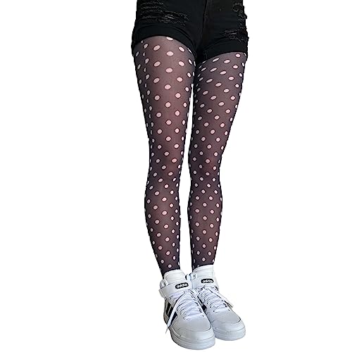 Black and White Polka Dot Tights For Women3
