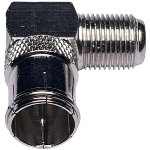CESS Right Angle Coax F-Jack to F-Quick Push On Plug, Male/Female Adapter - Support Comcast, Time Warner, Cox Communications, Charter Communications, Verizon FiOS, and AT&T (4 Pack)