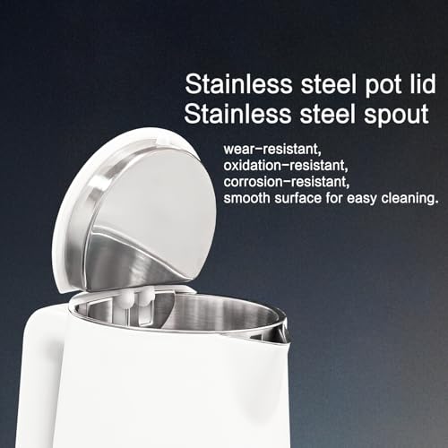 Image of 1.5L Electric Kettle Stainless Steel, Double Wall Cool Touch Teapot, Fast Boil,5 Temperature Control, LED Display, Auto Shut-Off,Keep Warm Function (Porcelain White)