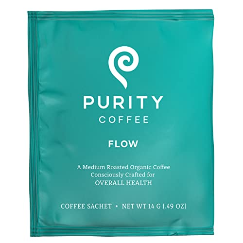 Purity Coffee Flow Medium Roast Organic Coffee - Usda Certified Organic Specialty Grade Arabica Single-Serve Packets - Third Party Tested For Mold, Mycotoxins And Pesticides - 5 Ct Box #TOP4