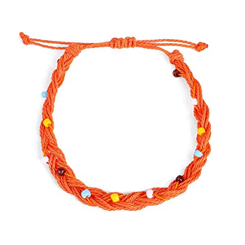 Bracelet tissé de perles pour femmes cordon ajustable rouge