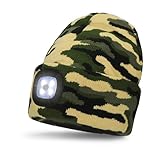 FUZZIO LED Luminoso Gorro Sombrero, USB Recargable 4 LED Gorras para Correr Super Brillante Impermeable Luz Invierno Cálido Regalos para Hombre y Mujer