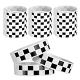 HLHLLSW 600PCS Racing Car Paper Wristbands - Vibrant Colors, Comfortable and Tear-Resistant Design, Perfect for Racing Theme Parties, Event Decorations, and Birthday Theme Celebrations(Black&Whtie)