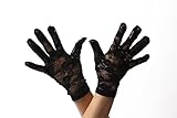 Länge: ca. 22 cm DRESS ME UP - RH-007-black Handschuhe Spitze Spitzenhandschuhe kurz Damen Schwarz Gothic Goth Viktorianisch Biedermeier