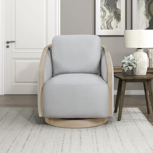 Sillón giratorio moderno gris tapizado texturado miniatura 5