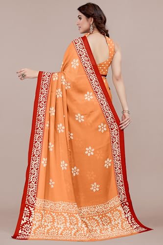 Image of MIRCHI FASHION Saree for Woman Chiffon Batik Printed | Lightweight Daily Wear Women's Office Sari with Blouse Piece (Available in 40 Colours)