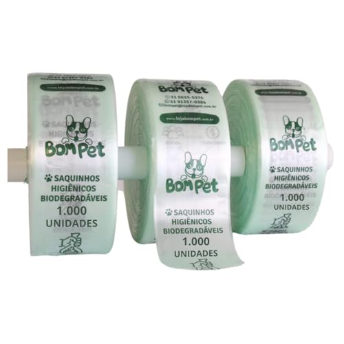 KIT 3 BOBINAS COM 3000 SAQUINHOS HIGIÊNICOS BIODEGRADÁVEIS