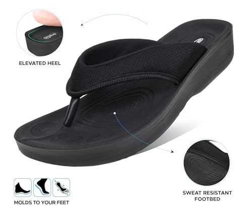 Image of AEROTHOTIC Comfy Arch Support flip flops for women Split Toe Stylish Cushioned Strap with non-slip footbed Walking Dressy Sandals Indoor and Outdoor