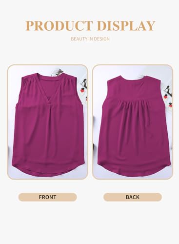 Image of Eytino Womens Plus Size Tank Tops Summer Sleeveless V Neck Casual Loose Chiffon Blouse Office Work Shirts(1X-5X)