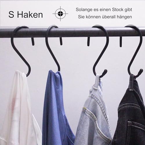 Huamirra S Haken, 24 Stück S Förmige Haken, Edelstahl Haken Zum Einhängen, Doppelhaken Aufhängehaken, für Küche, Bad, Büro, Garten oder Outdoor Aktivitäten