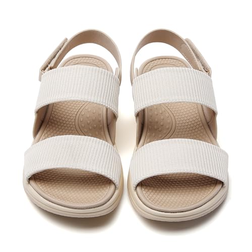 Tilocow Womens Walking Sandals with Elastic Ankle Strap Comfortable Knit Two Strap Casual Summer Sport Sandals for Women3