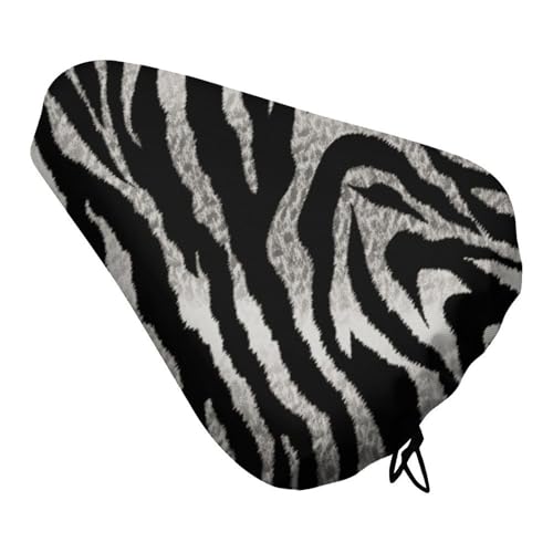 Exercise Bike Seat Cover Black and White Zebra Print Comfort Bike Seat Cushion Soft Bicycle Saddle Cover Waterproof Bicycle Seats Cushion with Drawstring Bikes Accessory for Men Women