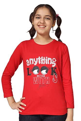 Image of KYDA KIDS Girls Cotton Full Sleeve Printed T-Shirt (Pack of 3)