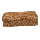 Hemobllo Caja Organizadora Europea Tejida Imitación Ratán con Tapa Contenedor para Escritorio y Almacenamiento de Objetos Diversos Cesta Decorativa Resistente y Reutilizable Color Marrón