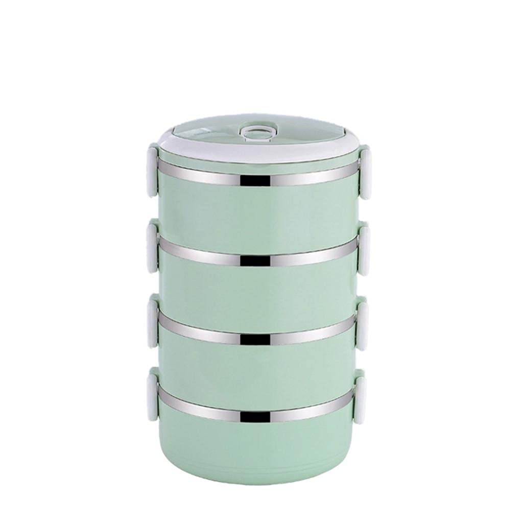 Stainless Steel Lunch Box 1/2/4 Layer Kid Handle Food Container Heat Retaining Thermal Insulation Bowl Portable Picnic (Number of Tiers : 4)