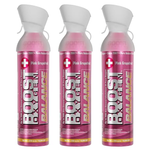Boost Oxygen Large Balance Pink Grapefruit Aroma 10 Liter Canister | All-Natural Resiratory Support for Aerobic Recovery, Altitude, Performance and Health (3 Pack)