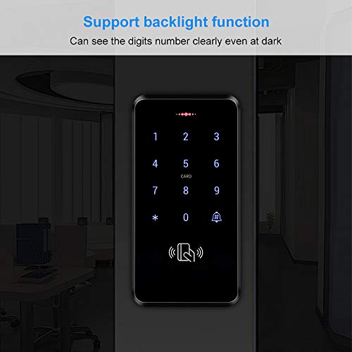 HFeng Kit Set Zugangskontrollsystem Außentüren IP68 Wasserdichter Kartenleser RFID-Tastatur + Netzteil + Türausgangstaste + 10pcs Keyfobs Card (ohne Schloss)