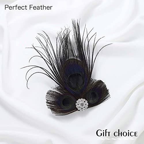 Fashey 1920S Accessories For Women Flapper Hair Clips Peacock Feather Headpieces Great Gatsby Headpiece Rhinestone Hair Pin Roaring 20S Headpieces Party Prom Hair Accessories #TOP1