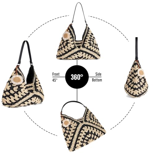 Bolso de playa de paja para mujer estiló hobo vintage miniatura 6