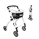 KMINA PRO - Rollator Schmal für Wohnung, Faltbarer für Senioren, Indoor mit Tablett, Kleiner, Schwarz