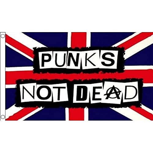 AZ FLAG, Punks Not Dead Flag, 2x3 Ft, 100D Polyester Uk Punk, Union Jack Banner with Two Metal Grommets, Fade Resistant