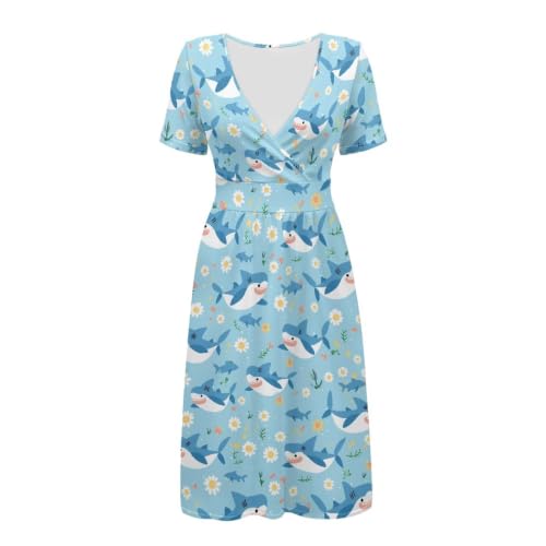 Image of Women's Summer Dresses Short Sleeve Formal Dresses with Pockets | Lightweight polyester fabric delivers cool airflow during hot summer outdoor activities