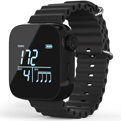 Vibration Metronome Watch, Upgraded Scratch-Resistant Screen, 3 Modes Wrist Metronome for Music, Sports & Time, APP Control Supported, for Guitar Drum Instruments Practice (Black)
