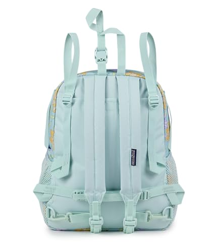 Image of JanSport Central Adaptive Backpack - Wheelchair & Walker Compatible, Tuck-Away Shoulder Straps, Adjustable Backrest Loops & Anchor Straps, Iconic Design, Faded Floral Fresh Mint