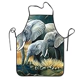 Wasserdicht Grillschürze Afrikanische Elefanten Schürze Verstellbare Backschürze Premium Arbeitsschürze Für Köche Gastronomie