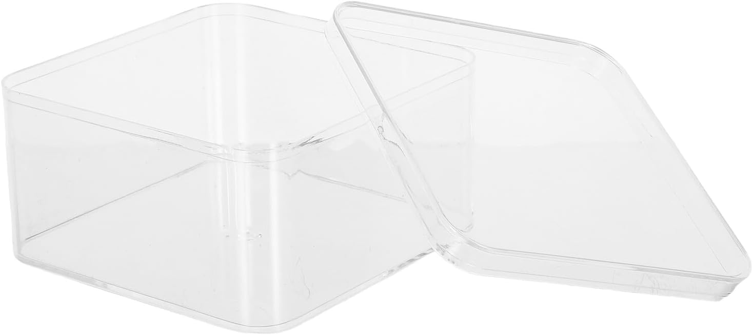 DIYEAH 4pcs Acrylic Cube Box Storage Small Display Box for Cotton Rounds Jewelry Bathroom Accessories Square Ice Cube Beads Cotton Pad Storage