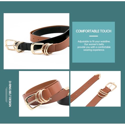 Long Keeper Women Leather Belt Fashion Ladies Waist Belt for Pants Jeans Dresses With Gold Buckle Vegan Leather Casual Belt3
