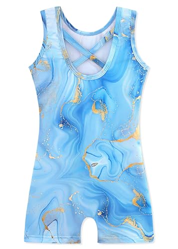 HOZIY Gymnastics Leotards for Girls with Shorts Biketards Dance Tumbling Outfits Matching Scrunchies 1-12 Years Old