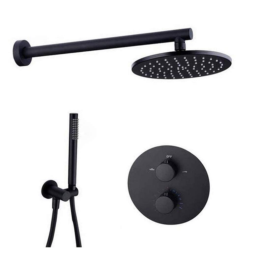 Système de douche thermostatique en laiton noir pour salle de bain de luxe